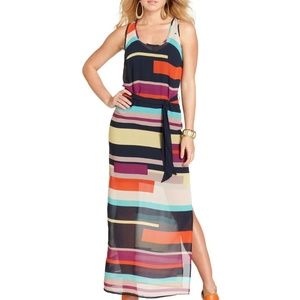 New Guess Alex Long Maxi Color Block Slit Dress